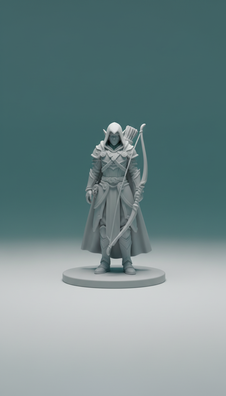 Unpainted Elf Archer Resin Figurine